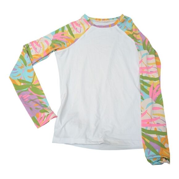 Billabong white tropical floral rashguard size s long sleeves nwot - Picture 6 of 8